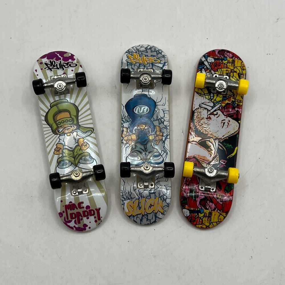 Lot of 3 Vintage No Rules Fingerboards Mac Daddy Slick Graffiti Skateboards